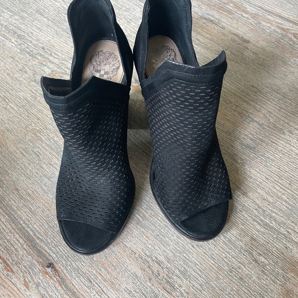 Vince Camuto Black Perforated Open Toe Bootie - Picture 4 of 6